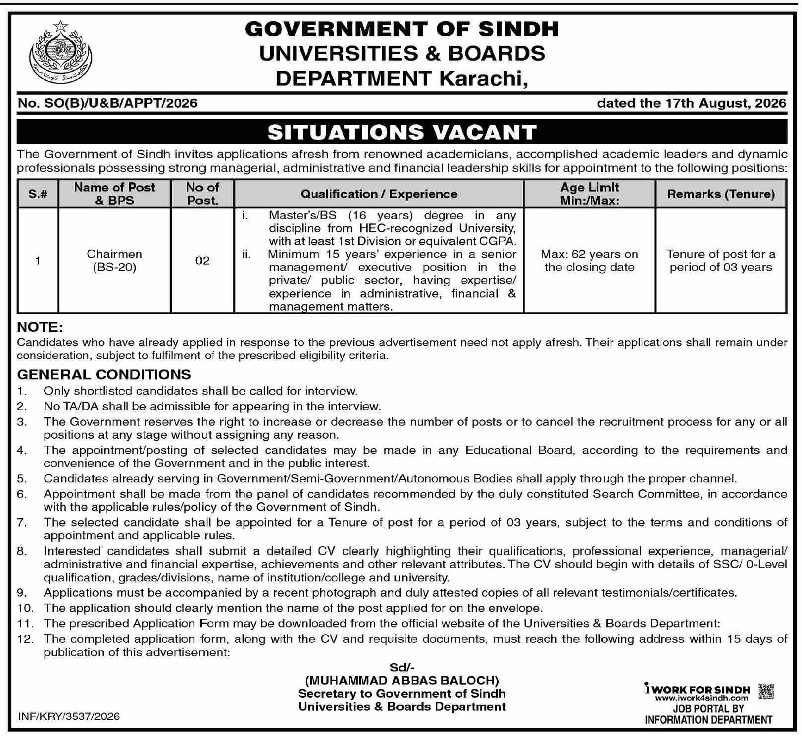 chairman-jobs-in-karachi-2026-latest-vacancy-apply