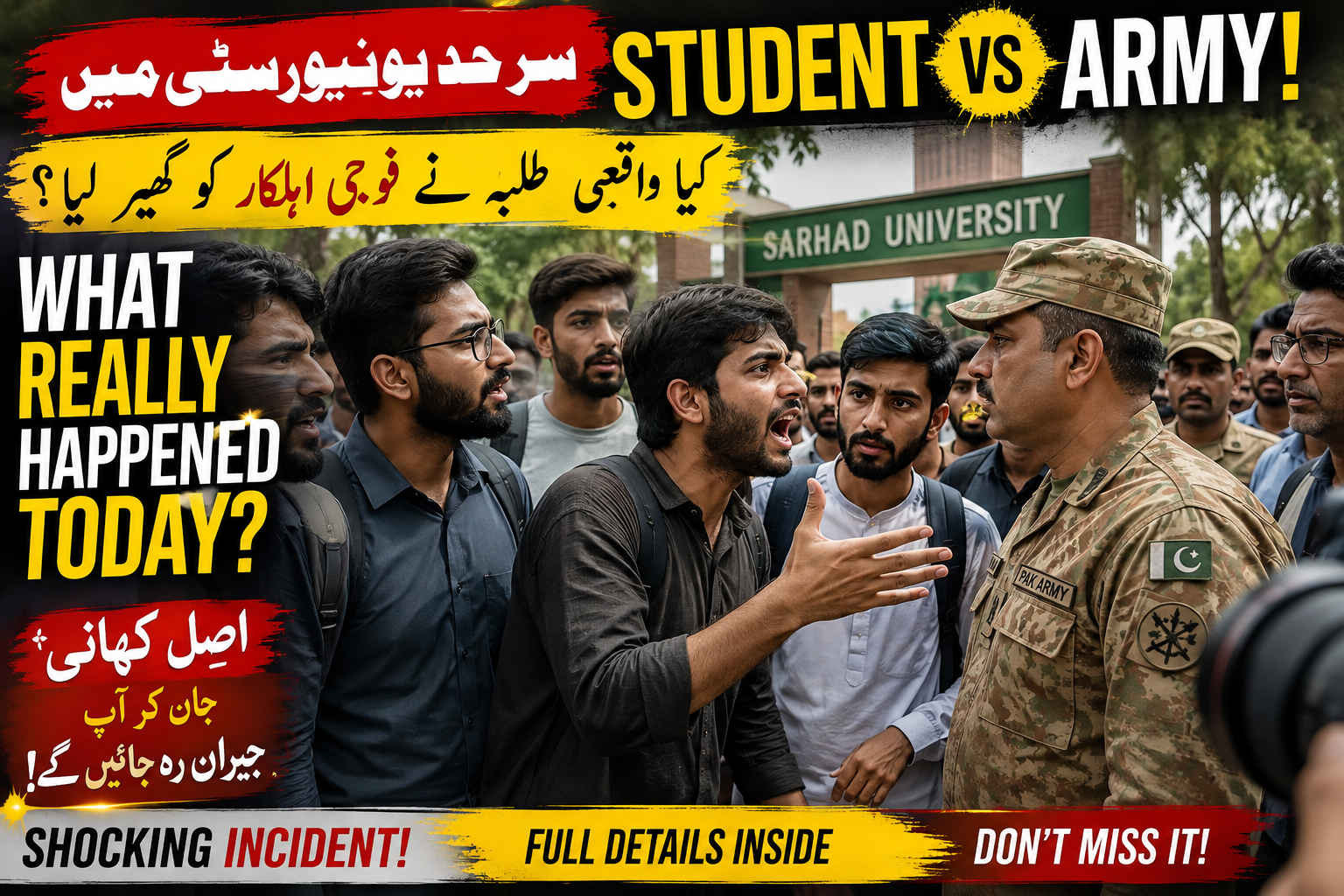 Sarhad University Islamabad Incident: An Army Officer Detained After the Student Clash and Firing strong unhappy act | سرحد یونیورسٹی اسلام آباد واقعہ: طلبہ اور باوردی فوجی افسر میں تنازع، فائرنگ کے بعد بڑی پیش رفت