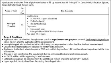 Principal Jobs in Rawalpindi 2026 – Latest Vacancy & Apply